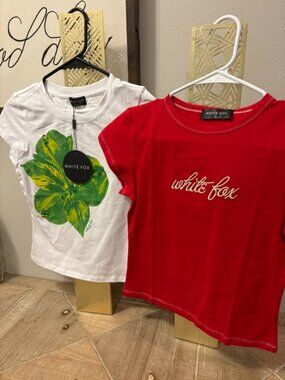 2 Women's White Fox Baby Tees